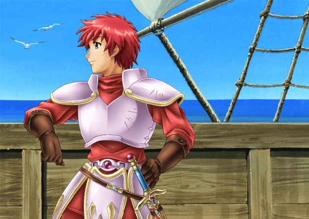 Adol on a boat